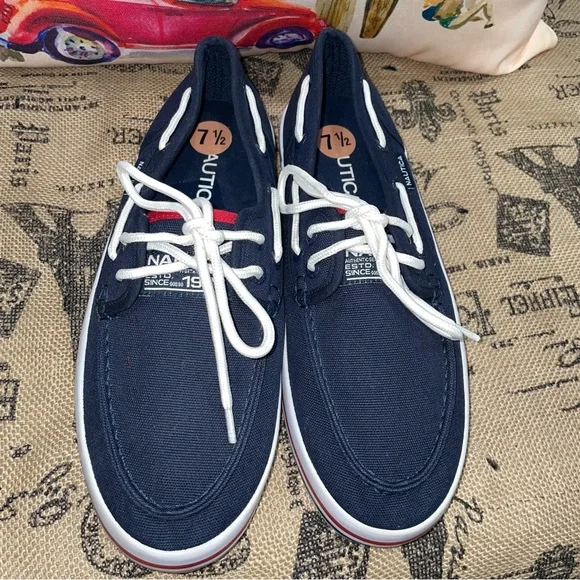Nautica Spinnaker Navy Boat Shoes Size 7.5 - Picture 5 of 11